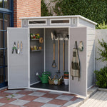 6 X 4ft Outdoor Garden Pent Roof Tool Storage Shed | Light Grey