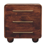 Solid Wood Rounded Chest, 3 Drawers, Dark Brown