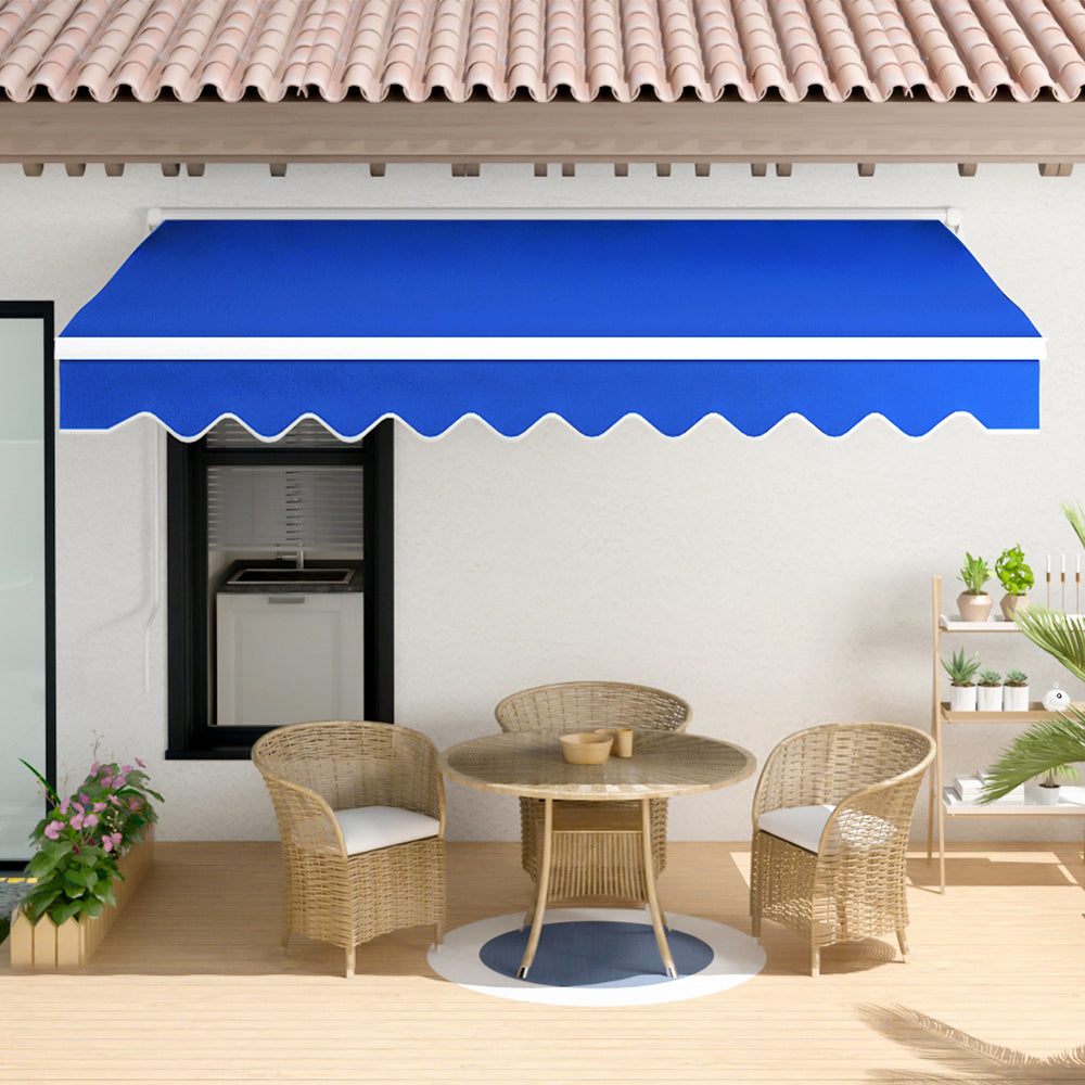 300cm W X 250cm D Outdoor Retractable Patio Awning For Window And Door | One Size | Blue
