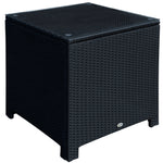 Rattan Garden Side Table Wicker Patio With Tempered Glass | Black