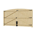 Heavy-duty Solid Spruce Wood Arched Double Door Gate With Clear Varnish Finish, Weather-resistant,hardware Kit Included For Driveway Use & Farm Entrance | Large