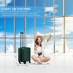 56x45x25cm Large Cabin Carry On Case - Overhead Luggage Suitcase - 4 Spinner Wheels - Abs Shell | 56 x 45 x 25cm | Forest Green