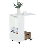 Mobile Sofa Side Table For Laptop Coffee W/ Storage | White