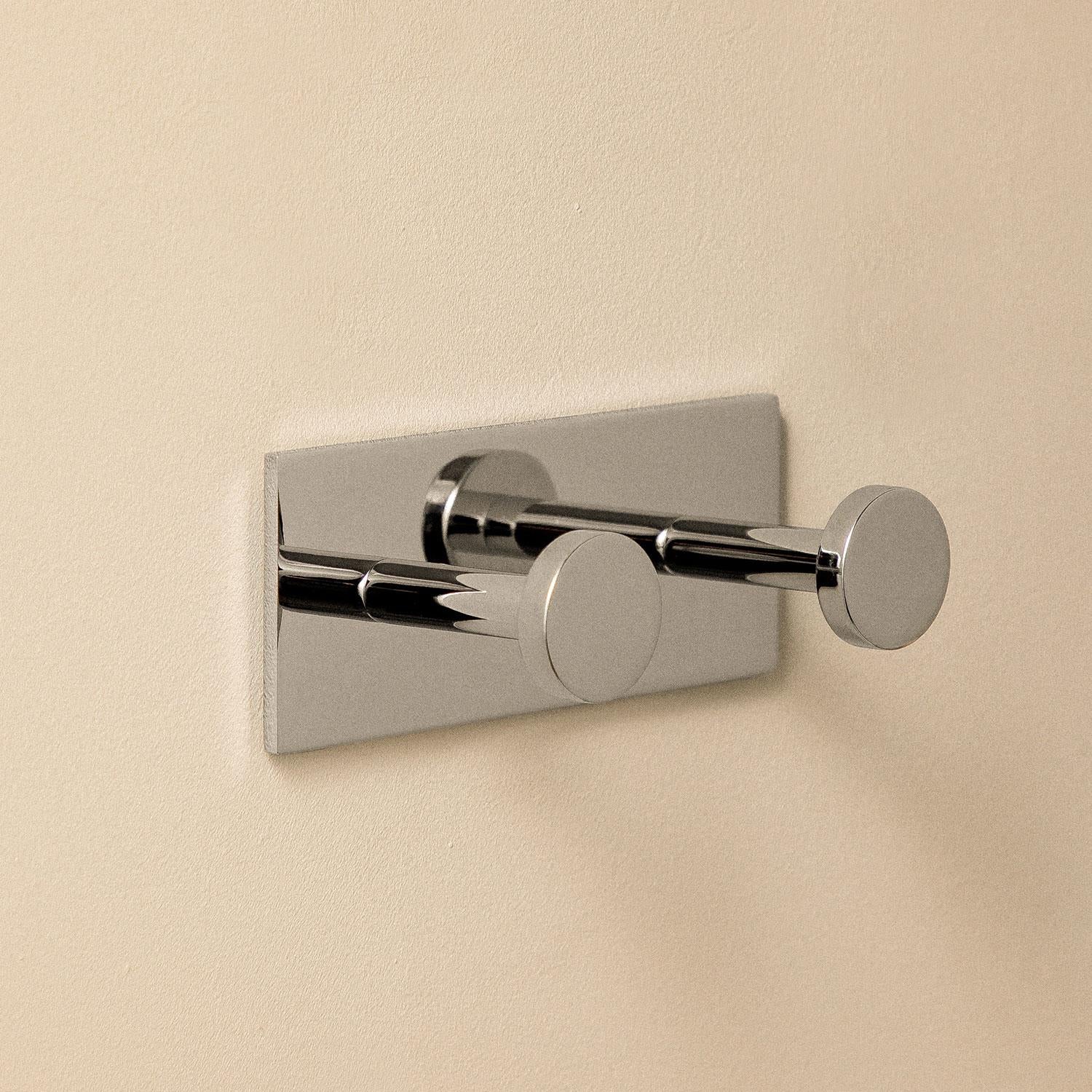 Double Towel Hook, Robe Hook, Self-adhesive, Chrome, Stick Collection