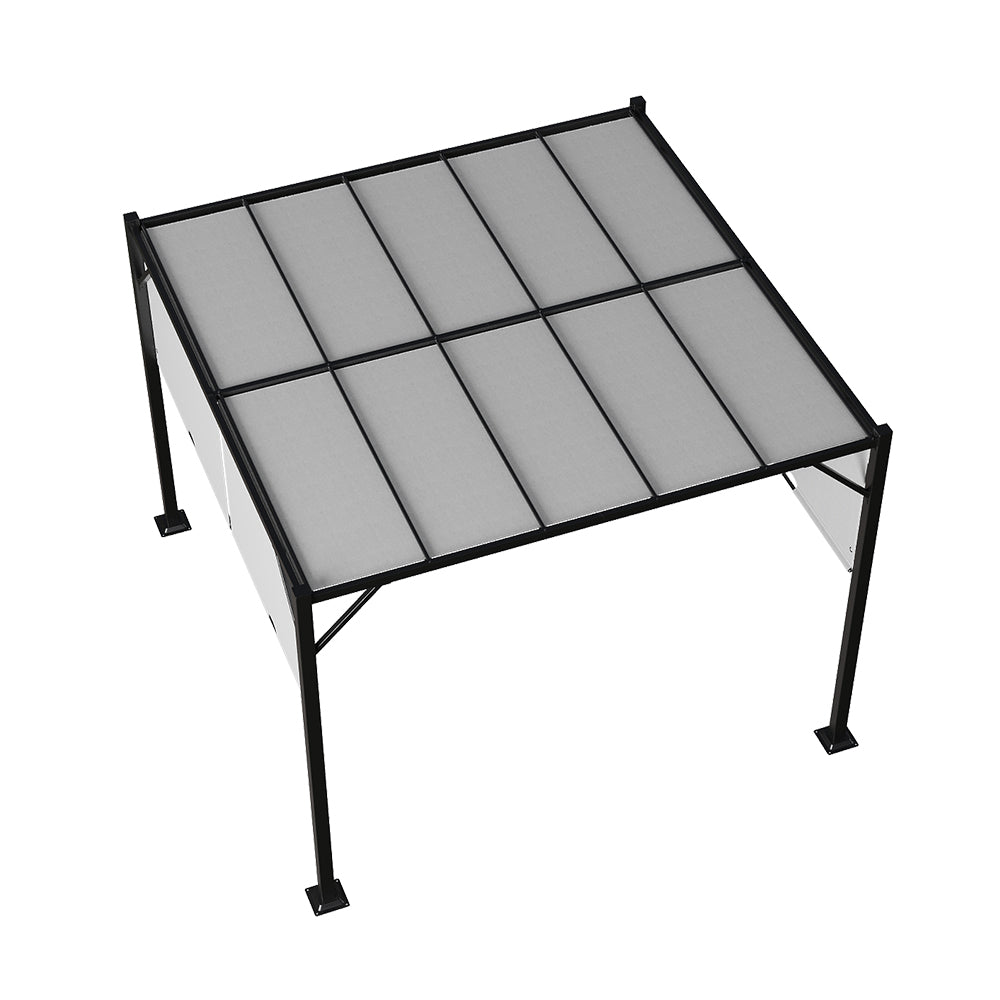 Breeins 3m X 3m Garden Pergola With Retractable Canopy, Uv & Water-resistant Canopy Pa-coated Polyester Roof,Heavy-duty Steel Frame Patio Gazebo