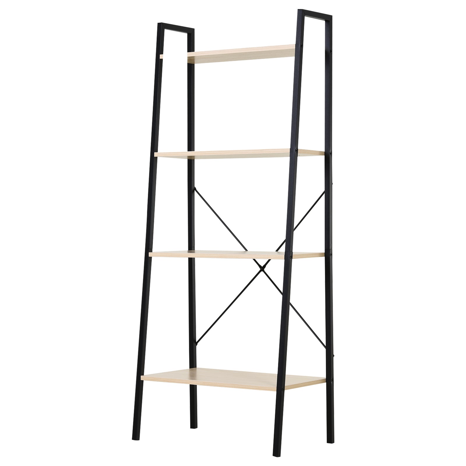 4-tier Minimalistic Ladder Shelf Unit Steel Frame Display | One Size | Beige