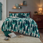 Christmas Tree Fleece Duvet Cover Set With Sherpa Reverse – Festive Winter Bedding | Double | Multi