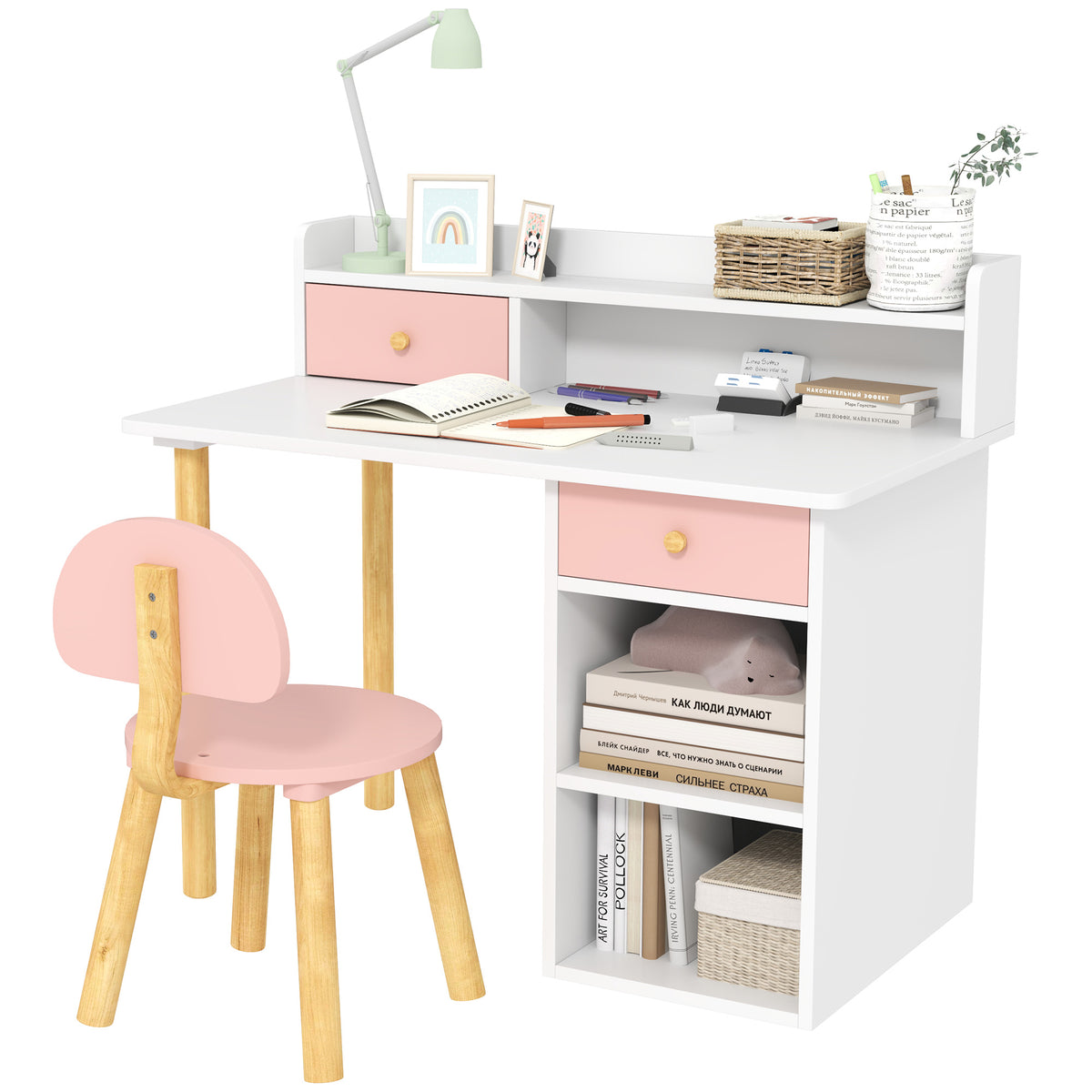 Kids Desk And Chair Set For Studying, Reading, Drawing | Pink