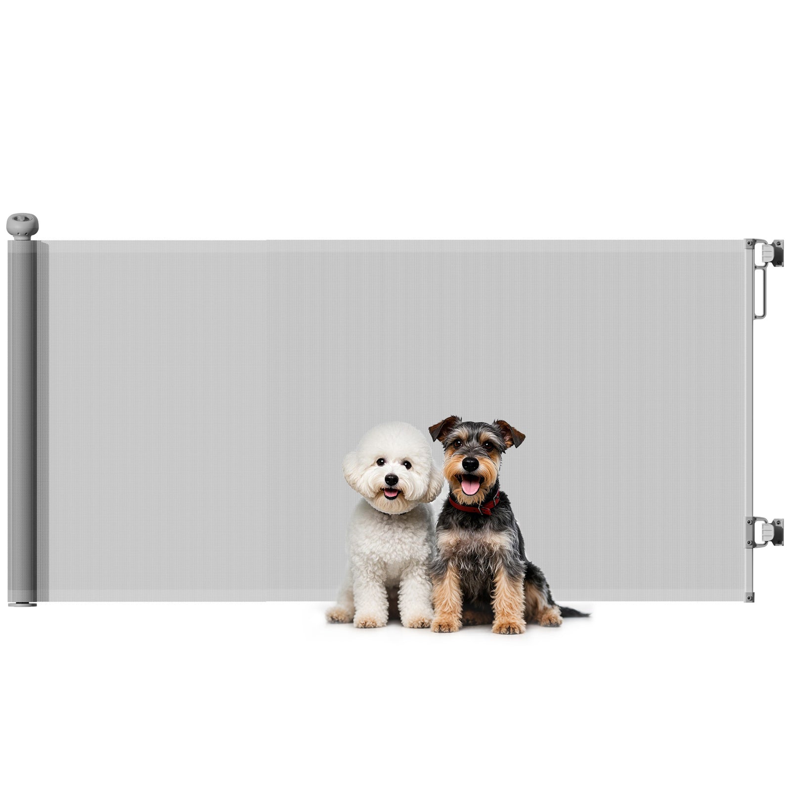 Pawhut Retractable Stair Gate, Dog Gate Extends Up To 180 Cm Wide, Grey
