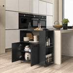 HOMCOM Kitchen Island On Wheels With 2-door Cabinet And Spice Rack, Black