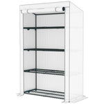 4 Tier Lean-to Mini Greenhouse W/ Reinforced Pe Cover | Gray