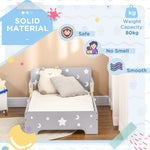 Kids Toddler Bed With Star And Moon Patterns, For Ages 3-6 Years - Grey
