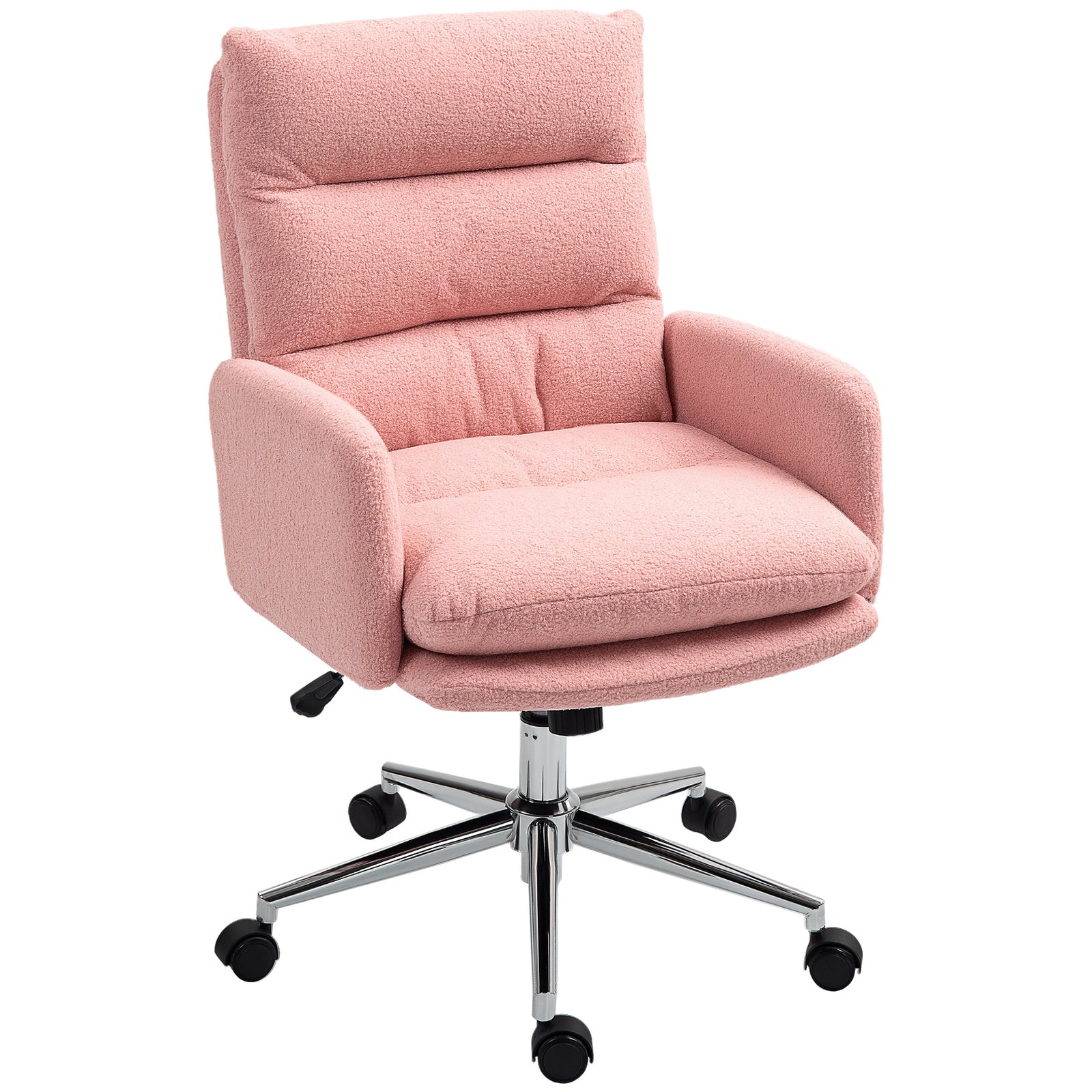 Upholstered Desk Chair With Height Adjustable | One Size | Pink