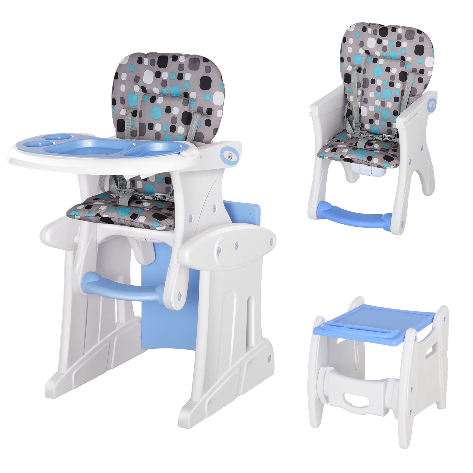 3-in-1 Convertible Baby High Chair Booster Seat W/ Removable Tray | Blue