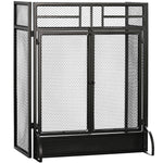 3 Panel Folding Freestanding Fireplace Screen With Door