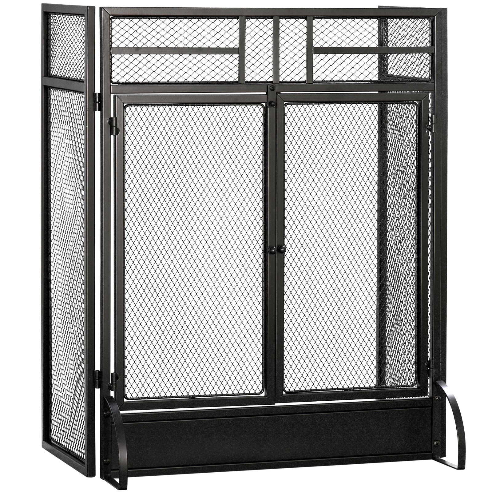 3 Panel Folding Freestanding Fireplace Screen With Door