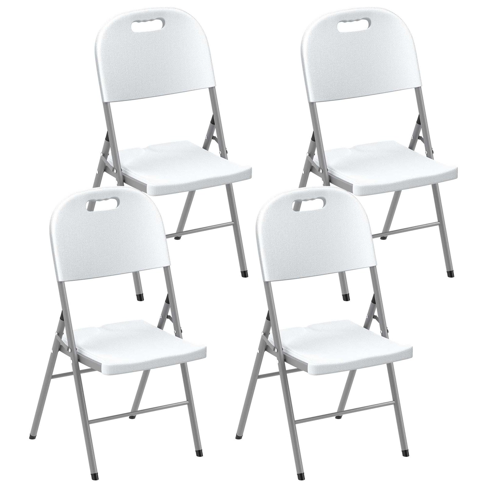 Folding Chair With Steel Frame, Garden Chair Set | Set-of-4 | White