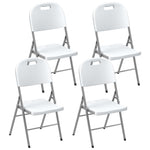 Folding Chair With Steel Frame, Garden Chair Set | Set of 4 | White