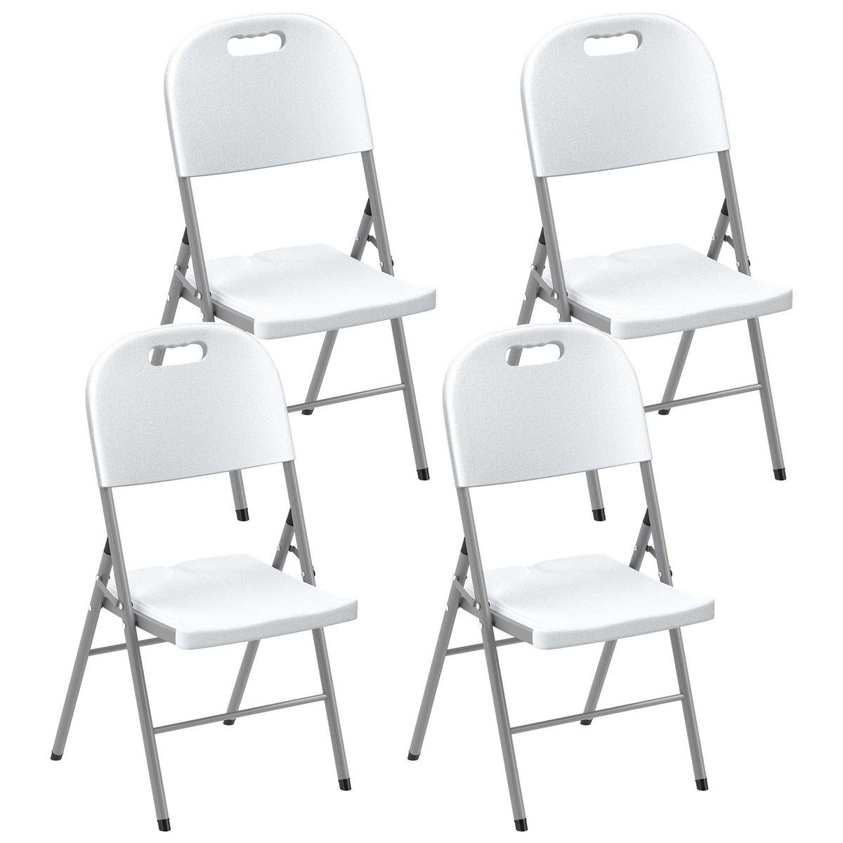 Folding Chair With Steel Frame, Garden Chair Set | Set of 4 | White