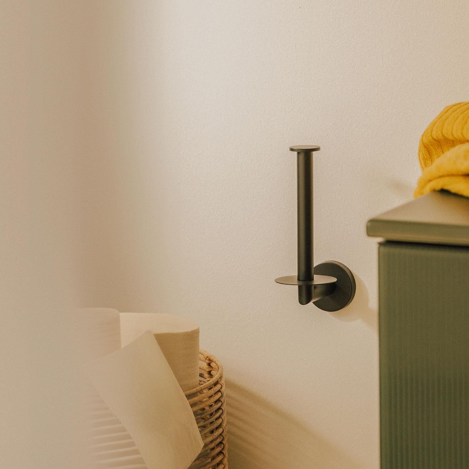 Vertical Toilet Roll Holder, Matt Black, Hidden Fixings, Start Collection