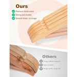 20 Pack Wooden Clothes Hangers With Non Slip Bar | Natural