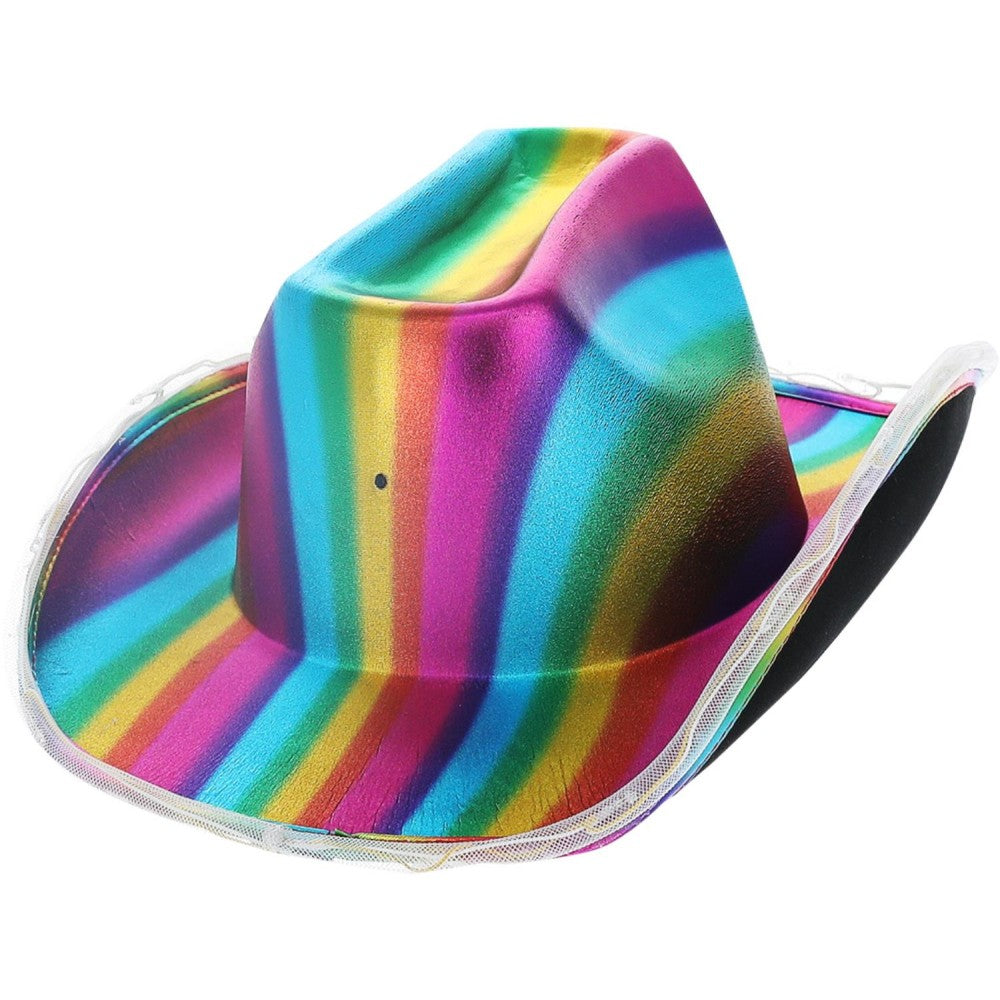 Led Light Up Metallic Cowboy Hat, Rainbow
