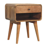 Solid Wood Curved Oak-ish Open Bedside