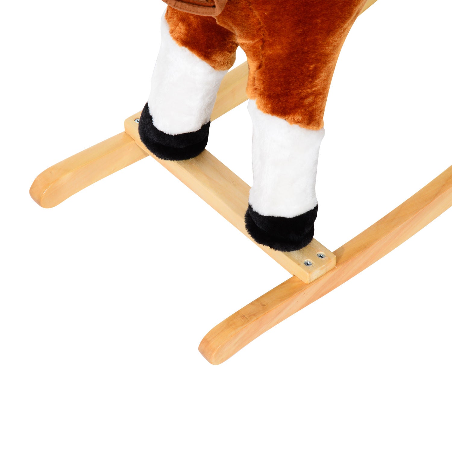 Rocking Horse Toy Plush Wood Pony Riding Rocker Neigh Sound | Brown