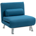 Single Folding 5 Position Convertible Sleeper Chair Sofa Bed | One Size | Sky Blue