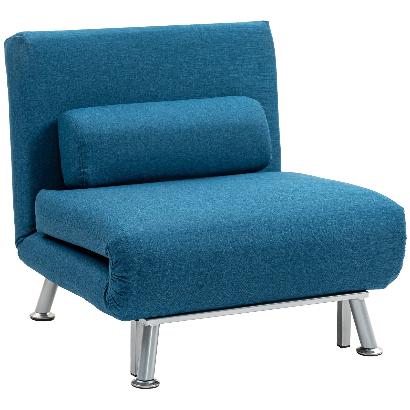 Single Folding 5 Position Convertible Sleeper Chair Sofa Bed | One Size | Sky Blue