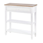 80x75cm Console Table W/ Drawer 2 Shelves Worktop Handle