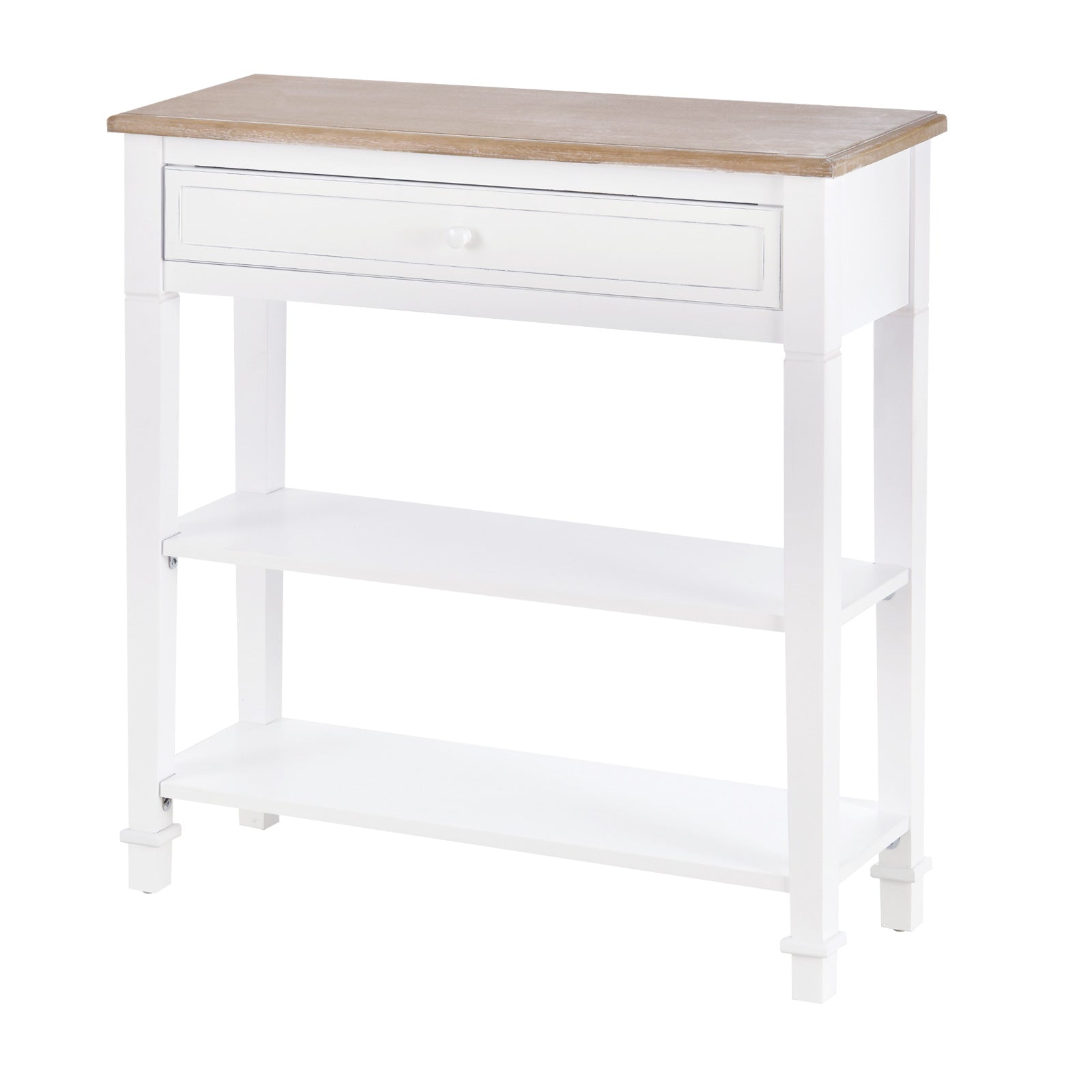 80x75cm Console Table W/ Drawer 2 Shelves Worktop Handle