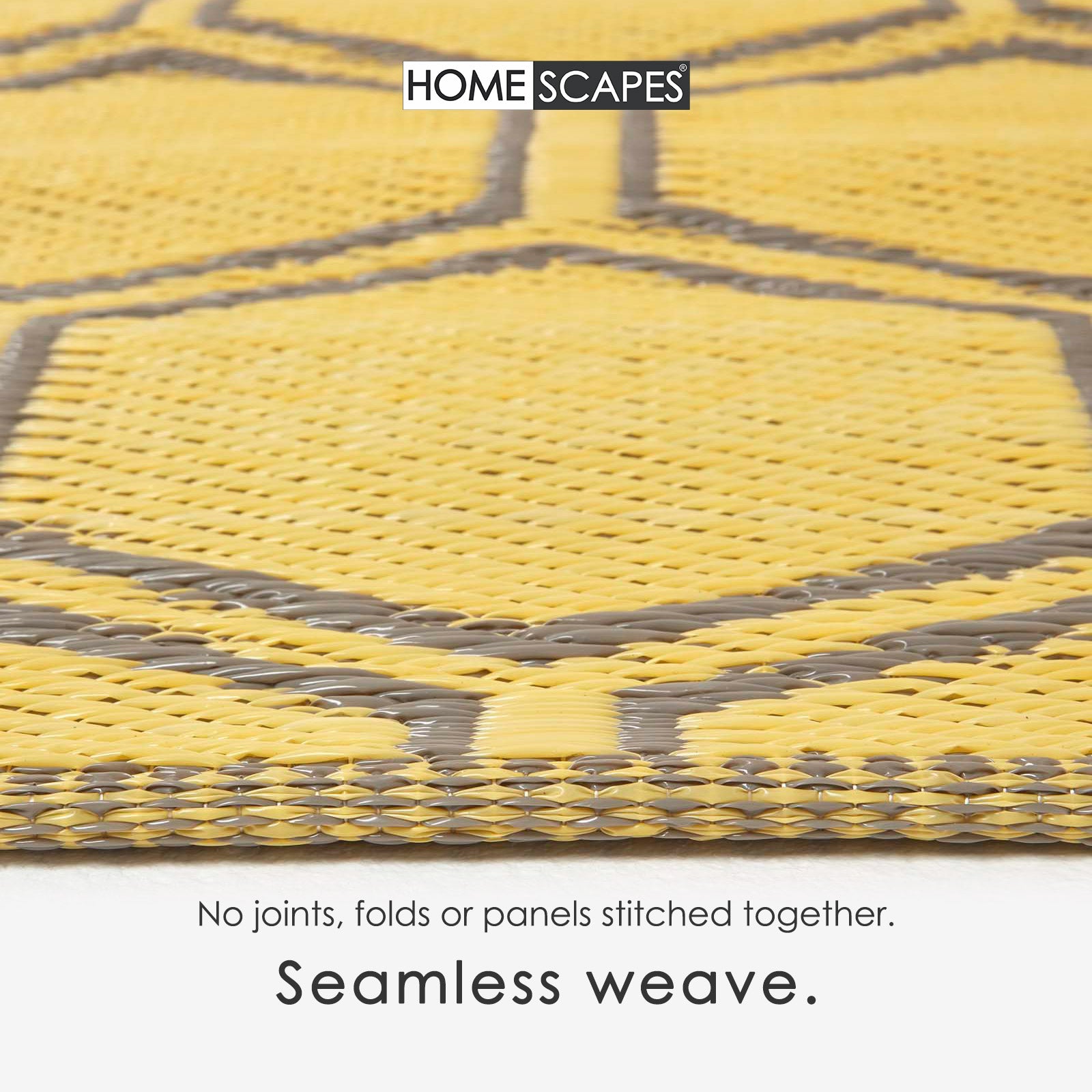 Luxury Outdoor Rug Waterproof Reversible For Garden Patio, Yellow Honeycomb