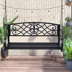 Outdoor Steel Fleur-de-lis Porch Swing Garden Hanging Bench