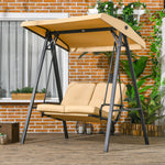 2 Seater Garden Outdoor Swing Chair Hammock W/ Steel Frame | Beige