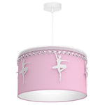 Baletnica Pink Pendant Lamp 1xe27 Beautiful Hand Made Lamp With Soft Fabric Shade Decorated With Ballerinas And Crystals