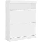Wall Mounted Freestanding Shoe Cabinet With 2 Flip Drawers | One Size | White