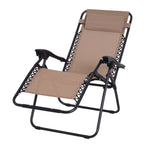 Metal Frame Zero Gravity Lounger W/ Head Pillow For Patio | Beige