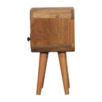 Solid Wood Extra Mini Oak-ish Curved Bedside, 1 Drawer And Open Slot, Beige