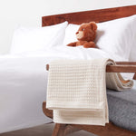 Organic Cotton Waffle Blanket/ Throw | 90cm x 112cm | Natural