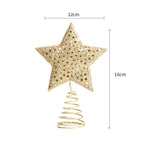 Christmas Tree Star Topper Golden Glitter Ornaments Home Party Decor