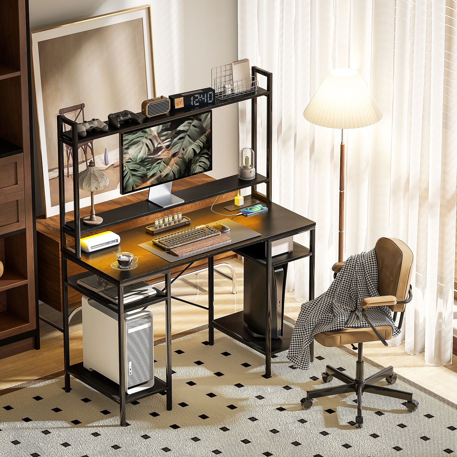 Computer Desk Home Office Desk With Monitor Stand | Black