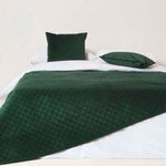 Diamond Quilted Velvet Bed Throw | 150cm x 200cm | Green