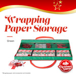 Wrapping Paper Organiser Bag Green With Pocket And Zip Top