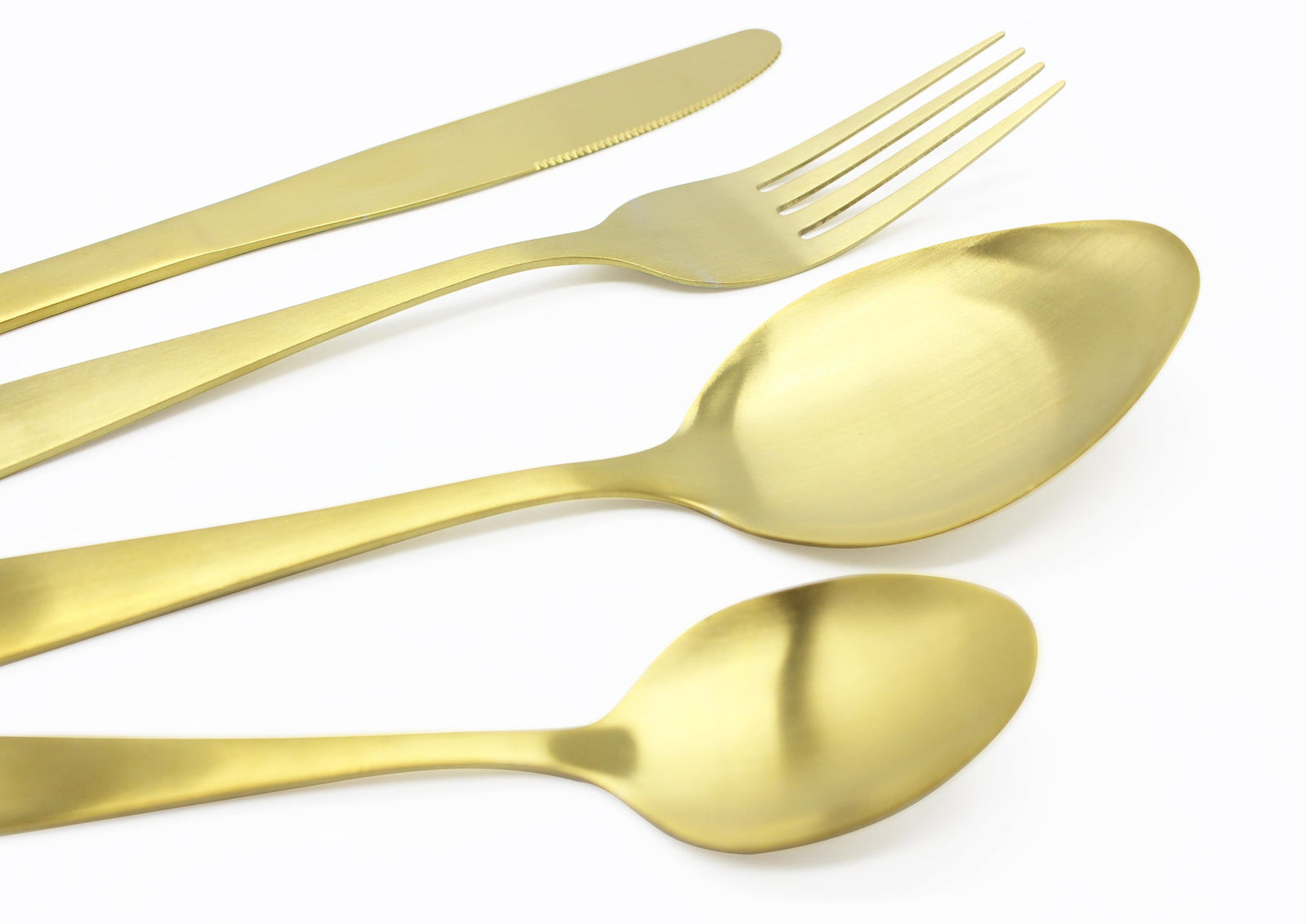Cutlery Sets Brushed Gold Ss Light Spoon Fork 24 Piece Set
