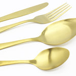 Cutlery Sets Brushed Gold Ss Light Spoon Fork 16 Piece Set