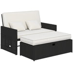 Garden Rattan Furniture Set 2 Seater Patio Sun Lounger Daybed | Cream
