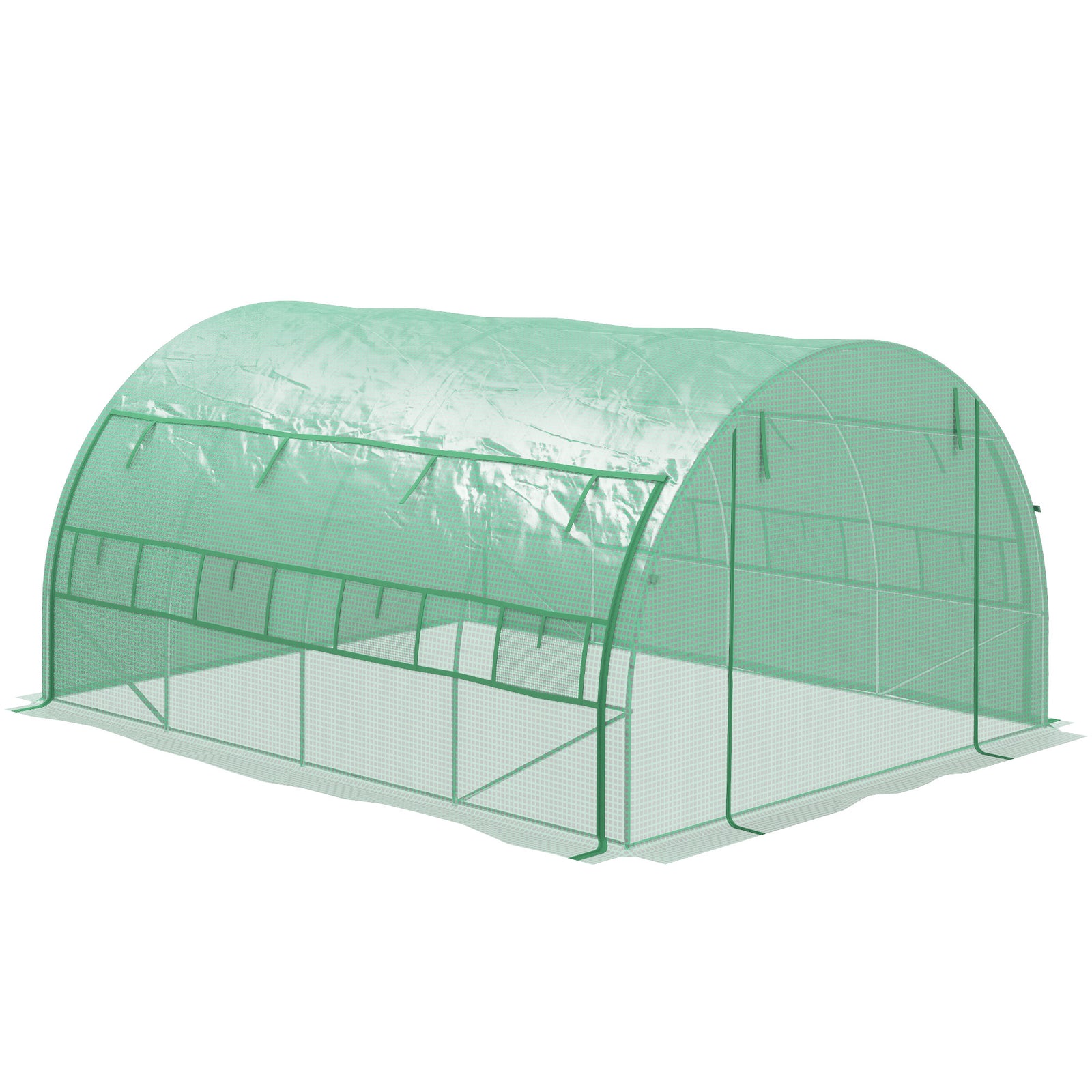 4x3x2m Polytunnel Greenhouse W/ Steel Frame | Green