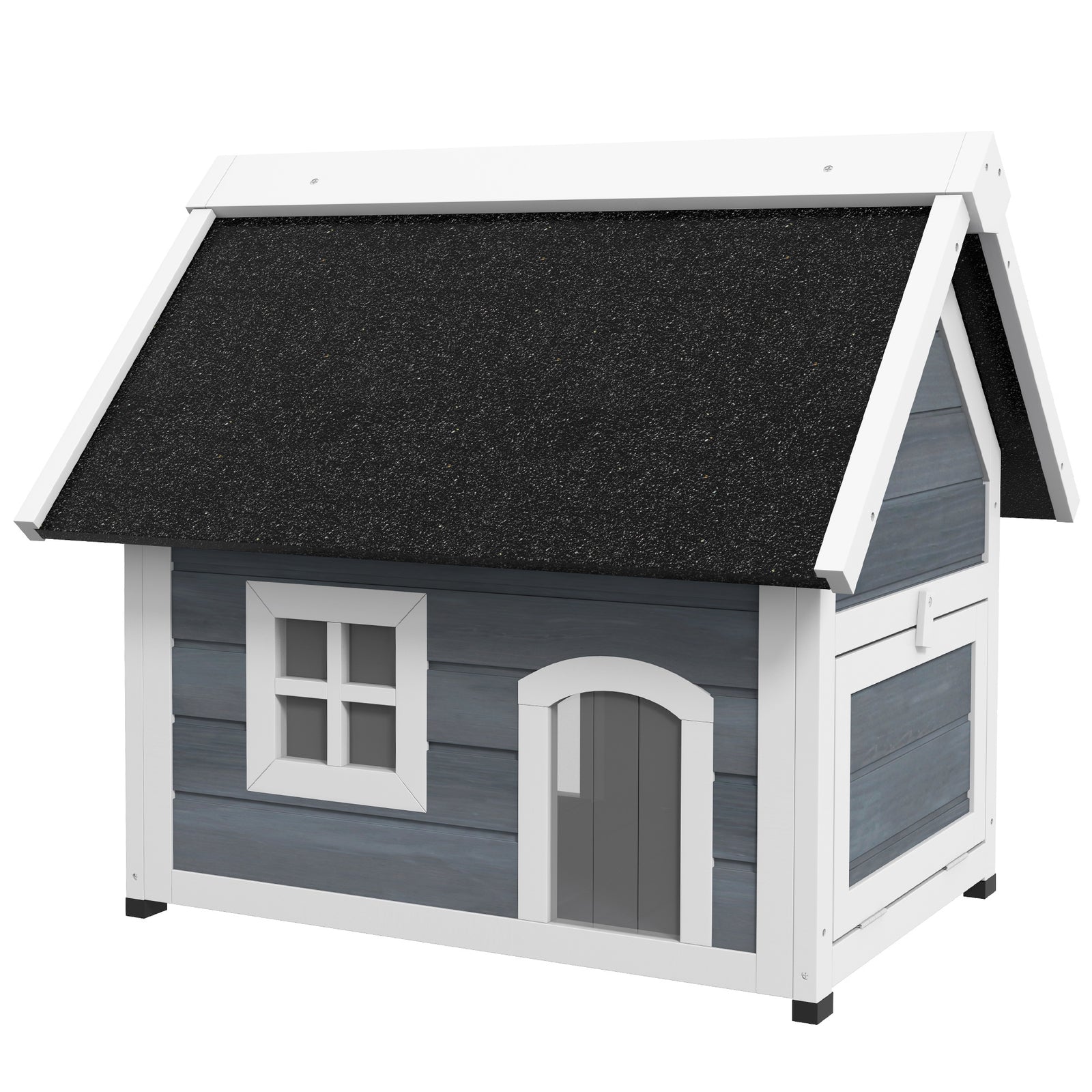 Pawhut outdoor Feral Cat House With Openable Asphalt Roof, grey