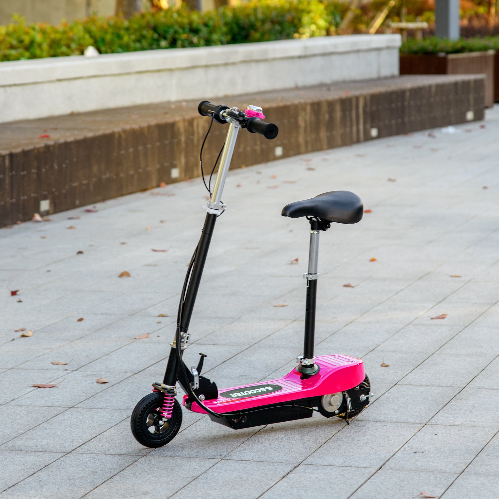 Folding Electric Scooter W/ Warning Bell, For Ages 4-14 | Pink